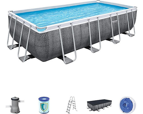 Басейн каркасний прямокутний Bestway Rack Pool, 488 x 244 x 122 см - сірий