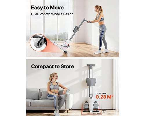 Веслувальний тренажер магнітний VEVOR сіро-білий