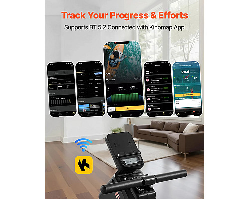 Веслувальний тренажер електричний VEVOR, чорний