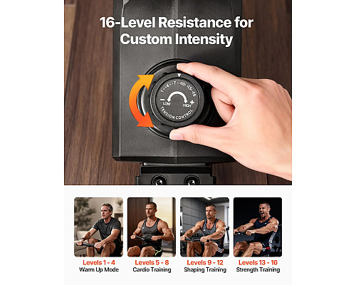 Веслувальний тренажер електричний VEVOR, чорний