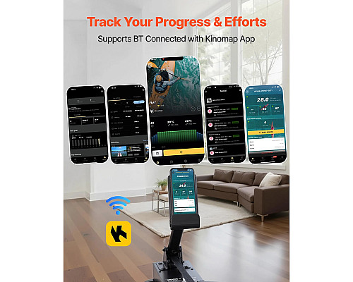 Веслувальний тренажер водний VEVOR, коричневий