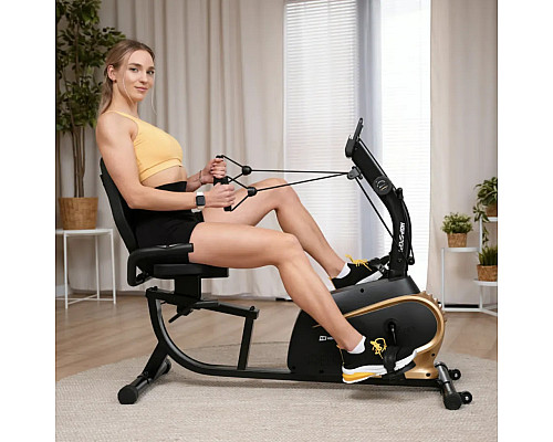 Велотренажер горизонтальний магнітний Hop-Sport HS-045L Volt чорно-золотистий