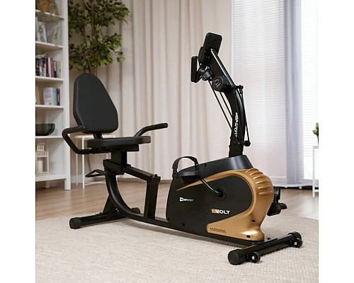 Велотренажер горизонтальний магнітний Hop-Sport HS-045L Volt чорно-золотистий