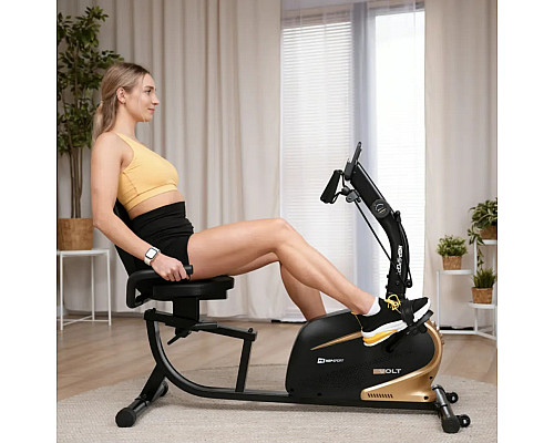Велотренажер горизонтальний магнітний Hop-Sport HS-045L Volt чорно-золотистий