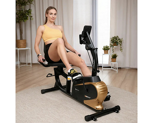 Велотренажер горизонтальний магнітний Hop-Sport HS-045L Volt чорно-золотистий