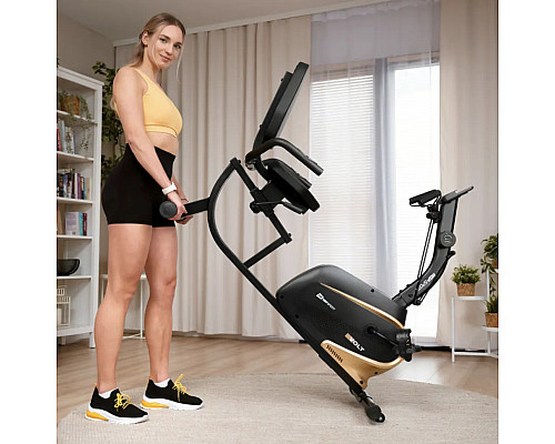 Велотренажер горизонтальний магнітний Hop-Sport HS-045L Volt чорно-золотистий