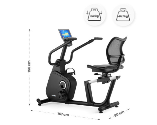 Велотренажер горизонтальний електромагнітний Gymtek XBR8000, чорний