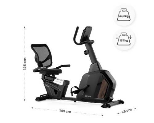 Велотренажер горизонтальний магнітний Gymtek XBR5000, чорний