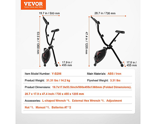 Велотренажер магнітний VEVOR Y-B206, чорний