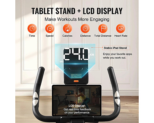 Велотренажер магнітний VEVOR S706, чорно-червоний