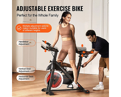 Велотренажер магнітний VEVOR S706, чорно-червоний