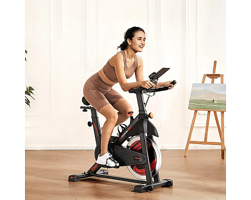 Велотренажер магнітний VEVOR S706, чорно-червоний