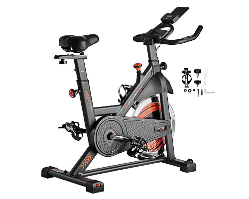 Велотренажер магнітний VEVOR S706, чорно-червоний