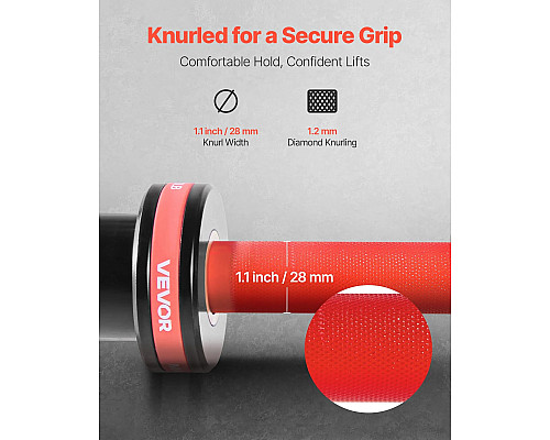 Гриф для штанги VEVOR 180 см, червоний