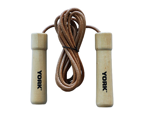 Скакалка York Fitness Leather Skip з дерев'яними ручками Скакалка York Fitness Leather Skip з дерев'яними ручками