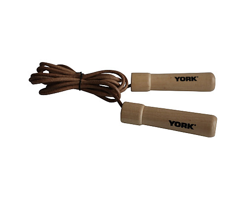 Скакалка York Fitness Leather Skip з дерев'яними ручками Скакалка York Fitness Leather Skip з дерев'яними ручками