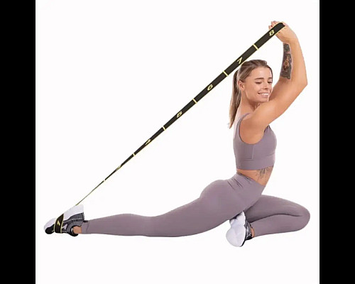 Резинка для фітнесу з петлями Queenfit 86,5 х 4 см чорно-жовта