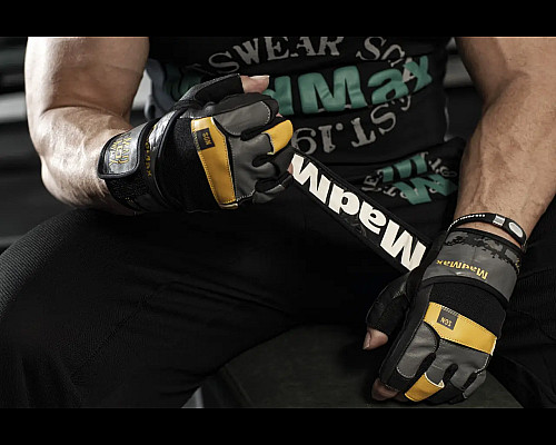 Рукавички для фітнесу MadMax MFG-880 Signature розмір M, чорно-жовті