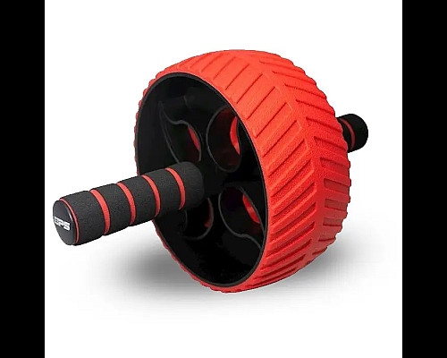 Колесо для тренування м'язів пресу Power System PS-4107 Full Grip з килимком, червоне