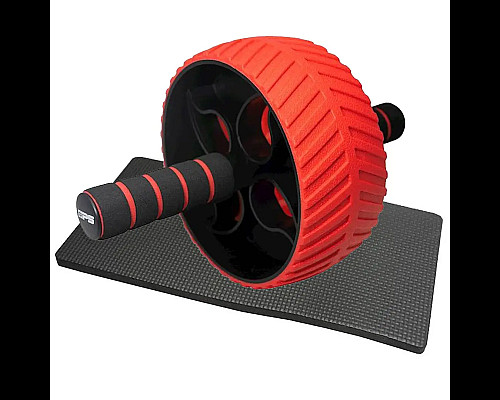 Колесо для тренування м'язів пресу Power System PS-4107 Full Grip з килимком, червоне