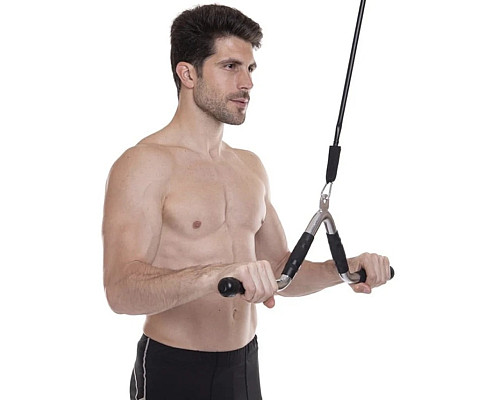 Ручка для тяги York Fitness V-подібна багатофункціональна з гумовими рукоятками, хром