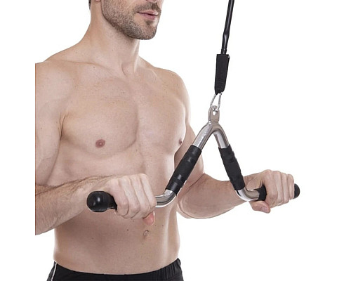 Ручка для тяги York Fitness V-подібна багатофункціональна з гумовими рукоятками, хром