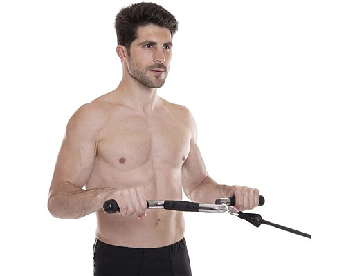 Ручка для тяги York Fitness V-подібна багатофункціональна з гумовими рукоятками, хром