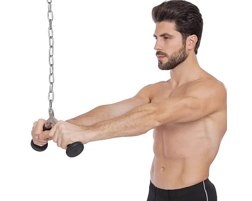 Ручка для тяги York Fitness V-подібна на трицепс з гумовими рукоятками, хром