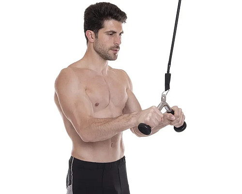 Ручка для тяги York Fitness V-подібна на трицепс з гумовими рукоятками, хром