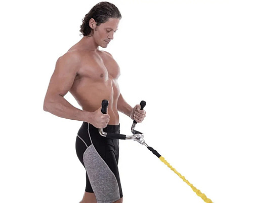 Ручка для тяги York Fitness багатофункціональна з гумовими рукоятками, хром