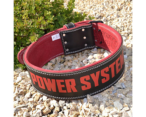 Пояс для бодібілдингу шкіряний Power System PS-3830 - чорно-червоний/ розмір M