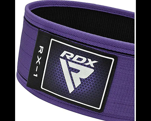 Пояс для бодібілдингу шкіряний RDX RX1 - фіолетовий/ розмір XS