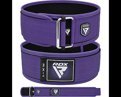 Пояс для бодібілдингу шкіряний RDX RX1 - фіолетовий/ розмір XS