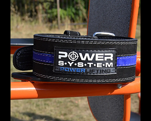 Пояс для пауерліфтингу шкіряний Power System PS-3800 - чорно-синій/ розмір M