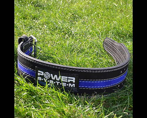 Пояс для пауерліфтингу шкіряний Power System PS-3800 - чорно-синій/ розмір M