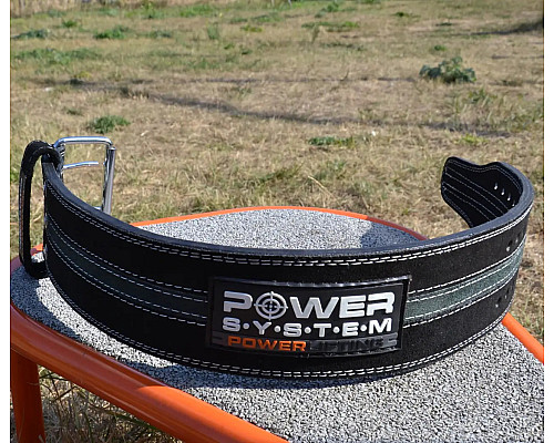 Пояс для пауерліфтингу шкіряний Power System PS-3800 - чорно-сірий/ розмір XL