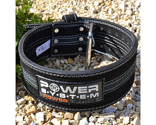 Пояс для пауерліфтингу шкіряний Power System PS-3800 - чорно-сірий/ розмір XL