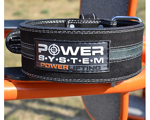 Пояс для пауерліфтингу шкіряний Power System PS-3800 - чорно-сірий/ розмір XL