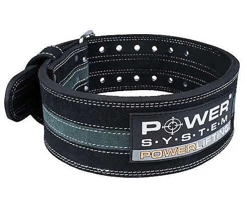 Пояс для пауерліфтингу шкіряний Power System PS-3800 - чорно-сірий/ розмір XL