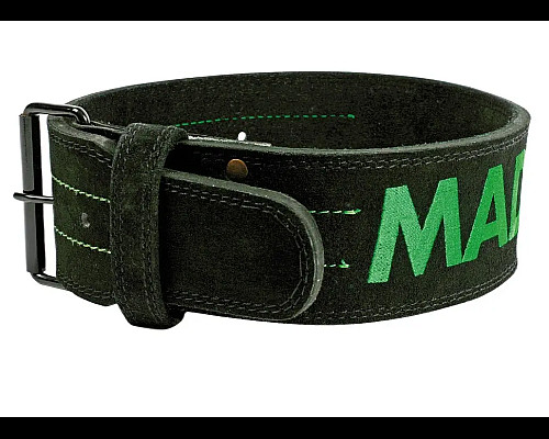 Пояс для бодібілдингу шкіряний MadMax MFB-301 Suede Single Prong - чорно-зелений/ розмір XL