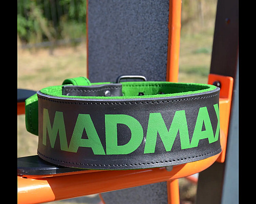 Пояс для бодібілдингу шкіряний MadMax MFB-302 Quick Release Belt - чорно-зелений/ розмір L