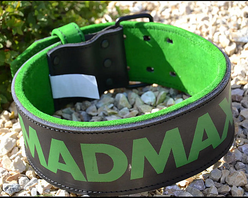 Пояс для бодібілдингу шкіряний MadMax MFB-302 Quick Release Belt - чорно-зелений/ розмір L