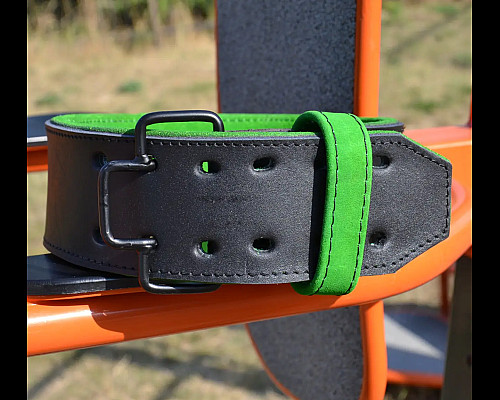 Пояс для бодібілдингу шкіряний MadMax MFB-302 Quick Release Belt - чорно-зелений/ розмір L