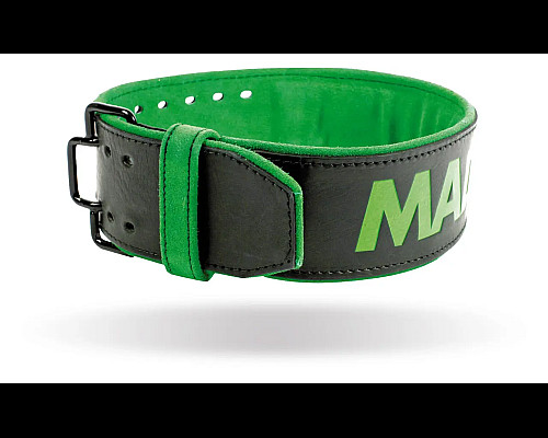 Пояс для бодібілдингу шкіряний MadMax MFB-302 Quick Release Belt  - чорно-зелений/ розмір M