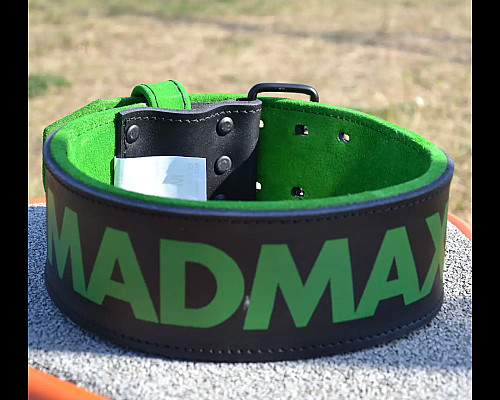Пояс для бодібілдингу шкіряний MadMax MFB-302 Quick Release Belt - чорно-зелений/ розмір XL