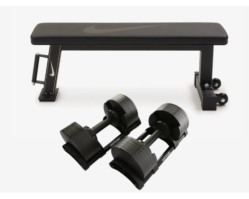 Лавка плоска Nike Rolling Weight Bench з гантелями Kettler HOI Vario 220