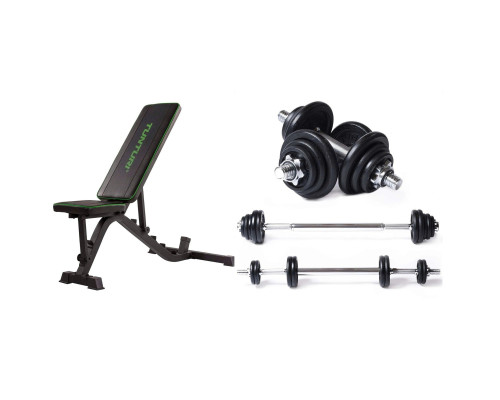 Лава регульована Tunturi Utility Bench UB40 з гантелями 3 в 1  Tunturi BAR 20 кг