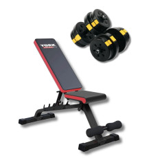Лава York Fitness Aspire 280 FID з гантелями Besport PowerPro 2 х 21 кг