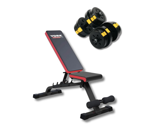 Лава York Fitness Aspire 280 FID з гантелями Besport PowerPro 2 х 21 кг