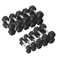 Набір гантелей Tunturi Platinum Hex Rubber 1–10 кг, чорні